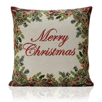 Merry 18" Tapestry Christmas Cushion