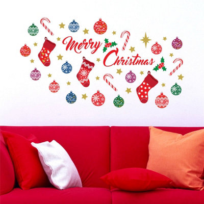 Fanwaoo Christmas Wall Decals - Animal, Santa, Snowman, Deer, Fox, Removable Wall Stickers For Bedroom, Living Room