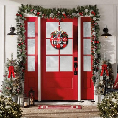 Christmas Decorations Outdoor Yard Front Porch Sign Set, Red Black