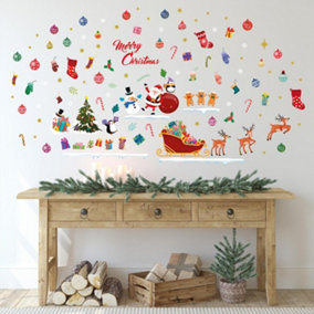 Merry Christmas From Santa And Friends Christmas Wall Stickers Living room DIY Home Decorations