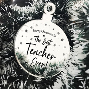 Merry Christmas Gift To The Best Teacher Ever Engraved Decor