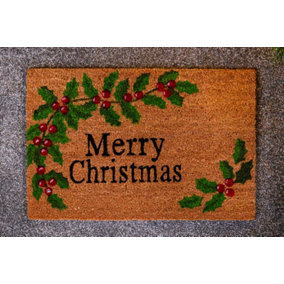 Merry Christmas Natural Coir Door Mat