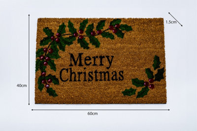 Merry Christmas Natural Coir Door Mat