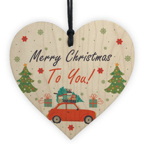 Merry Christmas To You Hanging Gift Wood Tree Decoration Family Gift For Friend