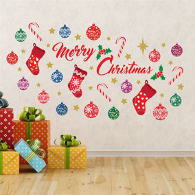 Merry Christmas Wall Stickers Wall Art, DIY Art, Home Decorations, Decals - Pack of 5