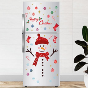 Merry Christmas With Cute Snowman Wall Stickers Living room DIY Home Decorations