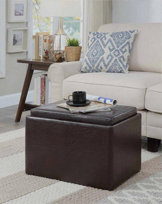 Leather storage ottoman with tray sales