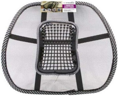 Mesh Black Lumbar Cushion Office Seat Spine Support Lower Back Pain Relief Posture Comfort Massage Beads For Home Office & Work