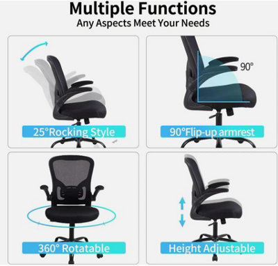 Mesh Ergonomic Home Office Chair Computer Adjustable Height Desk Chair ...