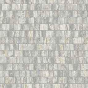 Messina Tile Wallpaper In Grey And Gold