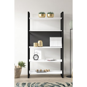 Meta Bookcase Free Standing Storage Shelf with Metal Frame, 86 x 35 x 160 cm 5 Display Shelves, Bookshelf, Open Cabinet, White