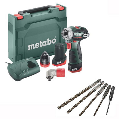 Metabo Brushless Drill Right Angle Screwdriver PowerMaxx x2 2ah Kit + Drill Bits