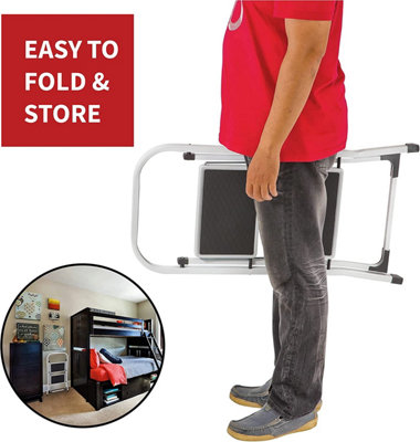 Metal 2 Step Ladder & Anti Slip Steps (H)81cm
