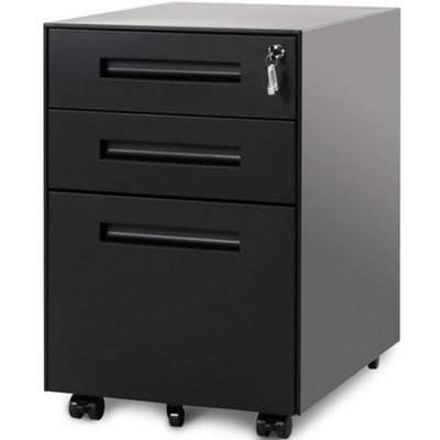 Metal 3-Drawers Mobile File Cabinet,Black