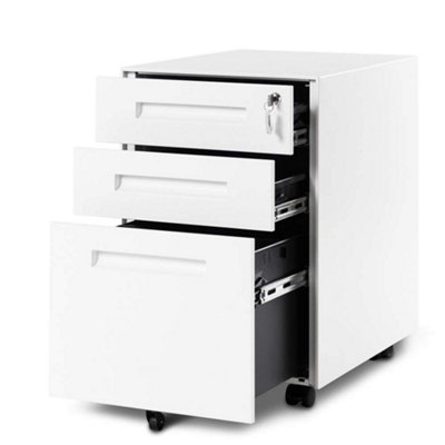Metal 3-Drawers Mobile File Cabinet,White