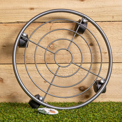 Heavy-Duty Metal Plant Caddy With Wheels – Rolling Plant Stand For Indoor/Outdoor Use – Black, Modern Style