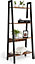 Metal And Wood Storage Ladder Shelf In Black