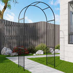 Metal Arch for Garden Arbor Trellis & Climbing Plant 115cm W x 56cm D x 231cm H