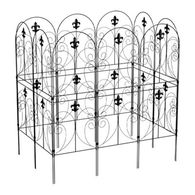 Metal Arched Garden Fence Yard Border Decor Set 10Pcs W 41 x H 68cm