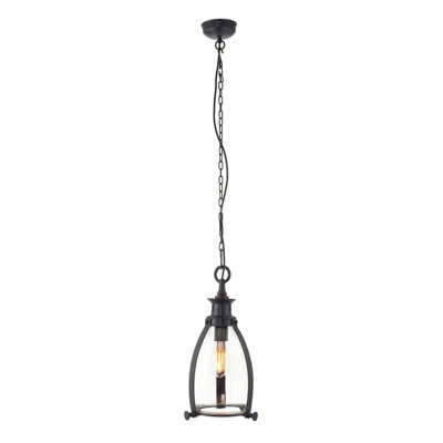 Metal Band Glass Ceiling Pendant Light - Bronze Finish - Requires 40W E27 GLS