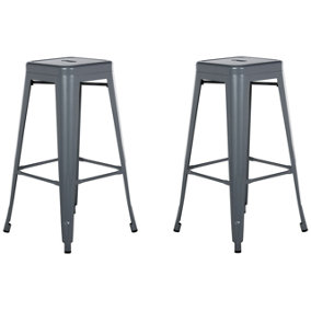 Metal Bar Chair Set of 2 Grey CABRILLO