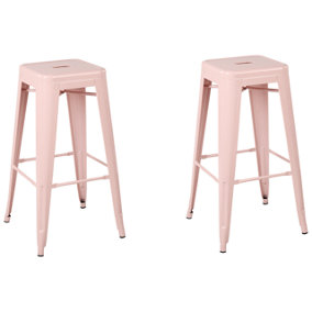 Metal Bar Chair Set of 2 Pink CABRILLO