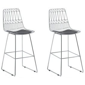 Metal Bar Chair Set of 2 Silver PRESTON