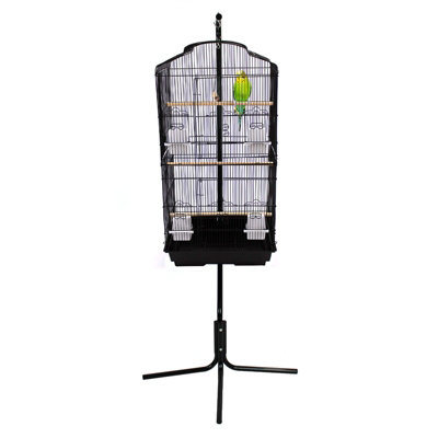 Metal Bird Cage Stand Black For Tall Cage