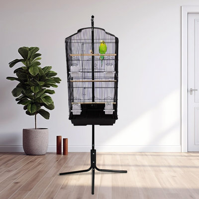 Metal Bird Cage Stand Black For Tall Cage