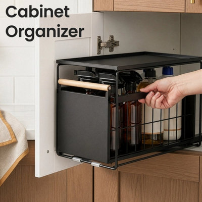 Metal Cabinet Organizer Space-Saving Kitchen Storage Rack Portable and ...