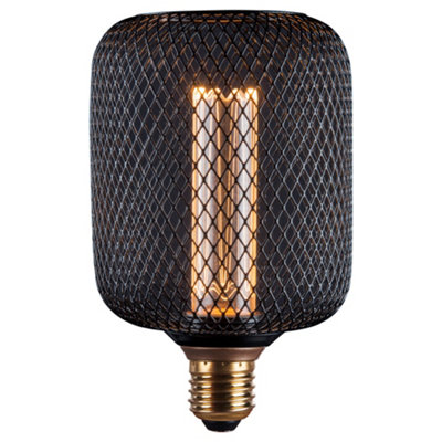 Metal Cage LED E27 Bulb Cylinder Shape Dimmable DIY at B Q