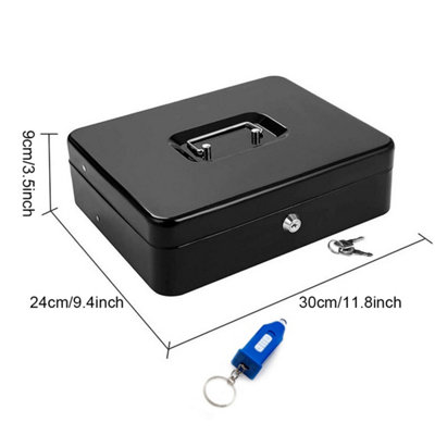 Metal Cash Box Lockable Money Coin & Note Security Box