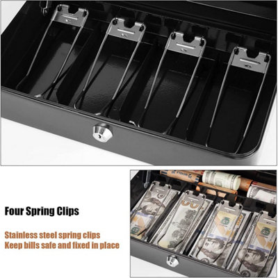 Metal Cash Box Lockable Money Coin & Note Security Box