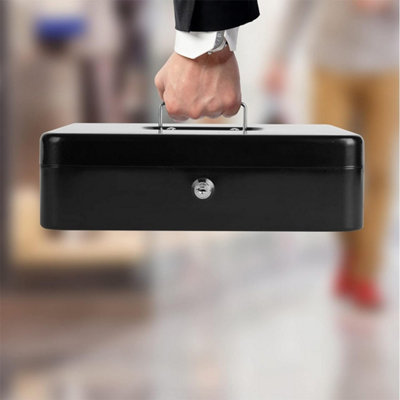 Metal Cash Box Lockable Money Coin & Note Security Box