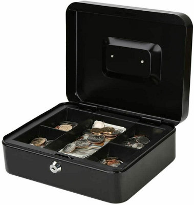 Metal Cash Box Money Bank Deposit Steel Tin Security Safe Petty Key ...