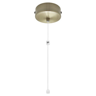 Metal Ceiling Pull Cord Light Switch 1 Way 6A Antique Brass PU03