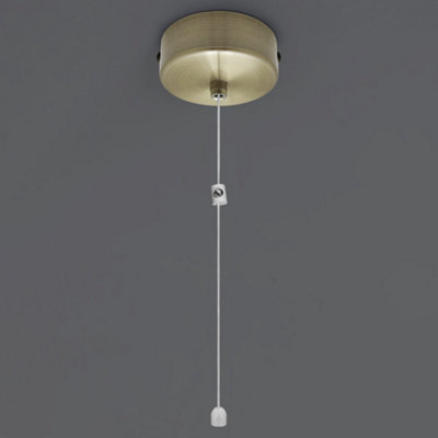 Metal Ceiling Pull Cord Light Switch 1 Way 6A Antique Brass PU03