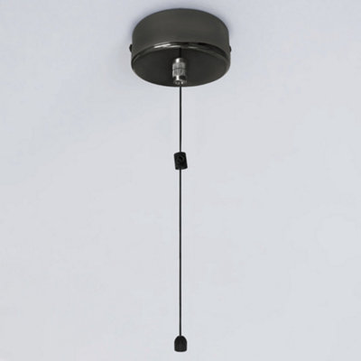 Metal Ceiling Pull Cord Light Switch 1 Way 6A Black Nickel PU04