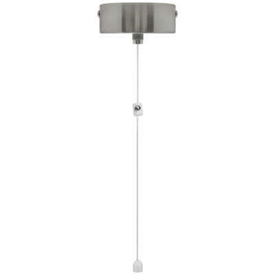 Metal Ceiling Pull Cord Light Switch 1Way 6A Brushed Chrome PU02