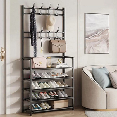 Metal Clothes Hanger Multi-layer Shoe Rack Doorway Shoe Shelf Coat Rack ...