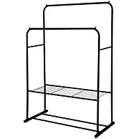Metal Clothes Rail with Shoe Rack - 2 Tier Double Rail Wardrobe Replacement - Clothes Storage & Organiser
