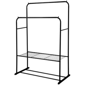 Metal Clothes Rail with Shoe Rack - 2 Tier Double Rail Wardrobe Replacement - Clothes Storage & Organiser