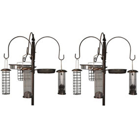 Metal Complete Bird Feeding Station with 4 Feeders (Pack of 2)