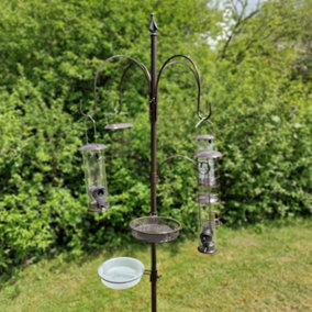 Metal Complete Bird Feeding Station with 5 Feeders and Stabiliser Stand