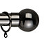 Metal Curtain Pole Set Extendable 40cm to 144cm Black Nickel Ball 25mm Curtain Rail