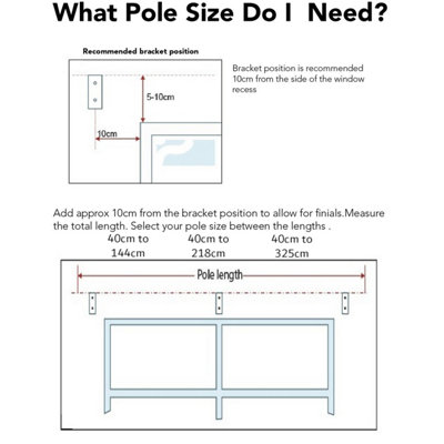 Metal Curtain Pole Set Extendable 40cm to 144cm Marble Chrome Curtain Rail 25mm