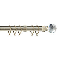 Metal Curtain Pole Set Extendable 40cm to 218cm Antique Brass 25mm Curtain Rail