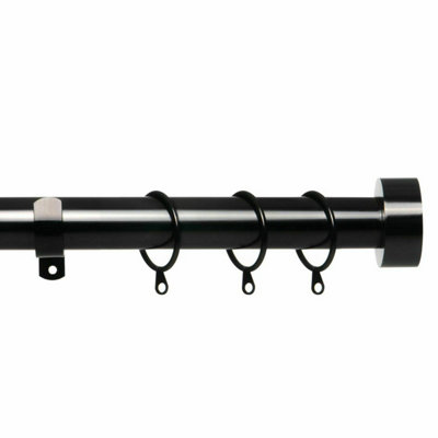 Metal Curtain Pole Set Extendable 40cm to 218cm Black Nickel Curtain Rail 25mm