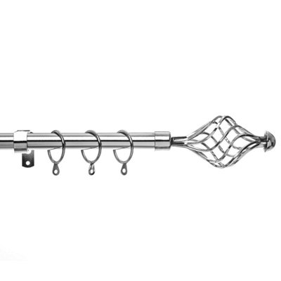 Metal Curtain Pole Set Extendable 40cm to 218cm Chrome Curtain Rail 19mm