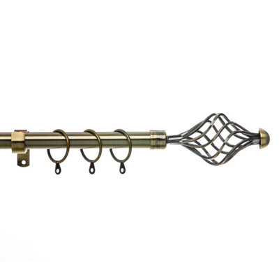 Metal Curtain Pole Set Extendable 40cm to 218m Antique Brass Spiral Curtain Rail 19mm